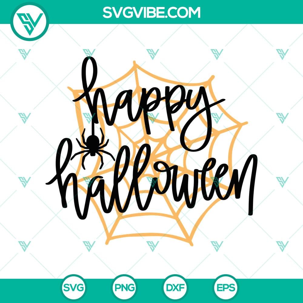 spider-web-svg-happy-halloween-svg-scary-svg.jpg Spider web SVG design with "Happy Halloween" and "Scary" text, perfect for spooky Halloween projects.