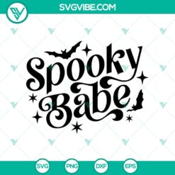 Spooky Babe and Halloween SVG design with a spooky bat illustration, perfect for Halloween crafting projects.