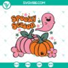 Spooky Season SVG featuring Pumpkin and Pink Ghost Halloween design for crafts and decor. Perfect for Halloween projects.