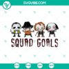 SVG design featuring cute horror characters perfect for Halloween, including squad goals horror characters. Great for spooky crafts and projects.