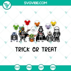 Star Wars Halloween SVG featuring Star Wars characters as skeletons, perfect for Trick or Treat. Ideal for fans of the franchise!