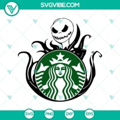 Starbucks Cold Cup SVG featuring Jack Skellington for Halloween, spooky Disney-themed design perfect for crafts and decorations.