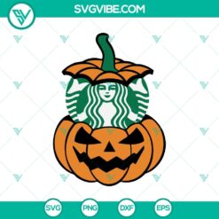 Starbucks and pumpkin themed Halloween SVG design for October 31.