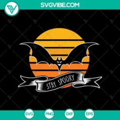 "Stay spooky SVG with bat and spooky Halloween elements, ideal for Halloween crafts, decorations, and projects."