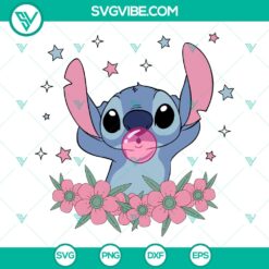 Stitch Bubble and Flowers SVG | Cute Disney Stitch Cut Files