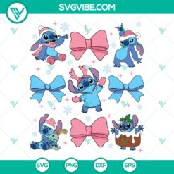 Stitch Christmas Coquette Bow SVG - Festive and cute Disney-inspired cut file for the holidays. Perfect for crafting projects.