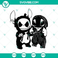 Stitch and Jack Skellington SVG design for Halloween crafts.