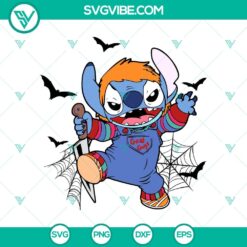 Stitch x Chucky SVG design for Halloween featuring horror elements.