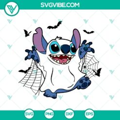 Stitch x Cute Ghost SVG with Funny Halloween design, perfect for Halloween crafts and decorations.