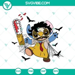 Stitch x Leatherface Halloween SVG featuring Horror Halloween and Disney Stitch design for crafting and Halloween projects.