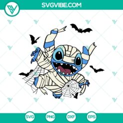 Stitch x Mummy SVG design for Halloween featuring funny Stitch character. Great for DIY projects.