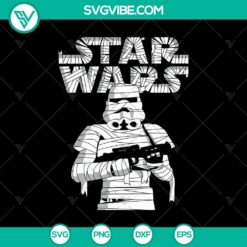 Stormtrooper mummies SVG for Star Wars Halloween featuring funny Halloween design. Ideal for festive crafts and decorations.