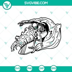 Spooky Halloween surfing skeleton SVG - perfect for Halloween crafts and decorations.
