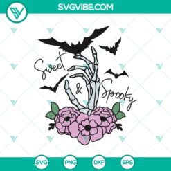 Floral skeleton hand with spooky Halloween theme in sweet and stylish SVG design. Perfect for festive digital projects.