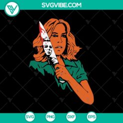 Michael Myers SVG design with a knife, Halloween theme, perfect for October 31 crafts.