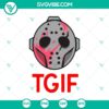 TGIF Horror Mask SVG featuring a Jason Mask design from a horror movie, perfect for Halloween costumes and themed crafts.
