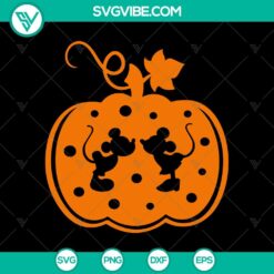 Thanksgiving Mickey and Minnie Mouse in pumpkin, Halloween themed SVG design. Perfect for holiday crafts and decorations.