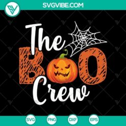 Spooky Halloween Boo Crew SVG design ideal for crafting projects, featuring cute and fun Halloween characters. Great for DIY decorations.