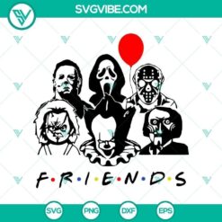 The Friends Horror SVG featuring Michael Myers from a Halloween Film. Perfect for Halloween-themed digital projects.