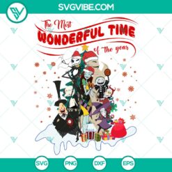 Festive Christmas-themed SVG design with "The Most Wonderful Time Of The Year" text surrounded by holiday icons. Ideal for crafts and decor.