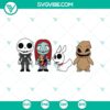 Chibi characters SVG featuring Jack, Sally, and Oogie Boogie from Nightmare Before Christmas, ideal for crafts and decor.