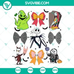 The Nightmare Before Christmas Coquette Bows SVG | Spooky Holiday Cute Cut Files