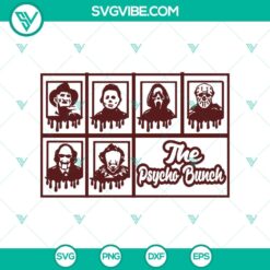 Horror characters SVG featuring The Psycho Bunch from a horror movie, perfect for Halloween crafts and projects.