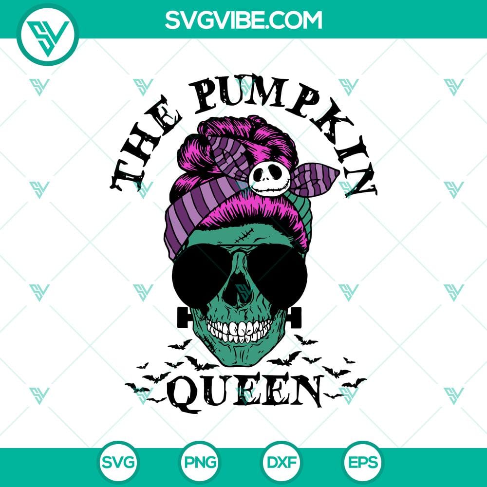 the-pumpkin-queen-halloween-svg-skull-svg.jpg Spooky Halloween SVG with Pumpkin Queen and Skull motifs, ideal for crafts.