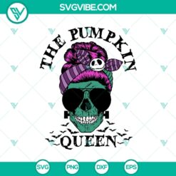 Pumpkin Queen, Momster, Skull Messy Bun Halloween SVG bundle for crafting.