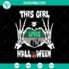 Halloween-themed SVG with girl and skeleton hand design, perfect for Halloween enthusiasts.