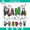 "Mama Loves Her Nightmares SVG design for digital crafting, black and white quote on transparent background."