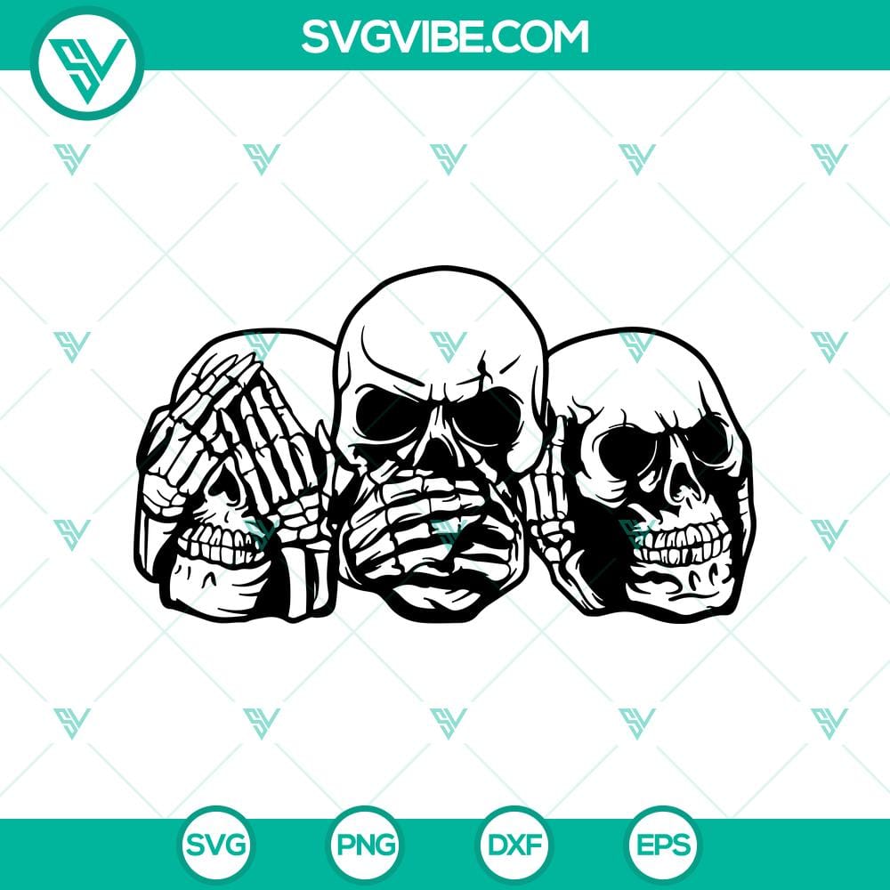 three-wise-skulls-svg-see-no-evil-hear-no-svg-skull-svg.jpg Three Wise Skulls SVG design incorporating See No Evil, Hear No Evil concept. Unique and stylish Skull SVG illustration.