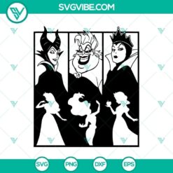 Three Witches Bad SVG, Disney Bad Witches SVG, Halloween SVG design featuring wicked witch silhouettes in a spooky and fun theme.