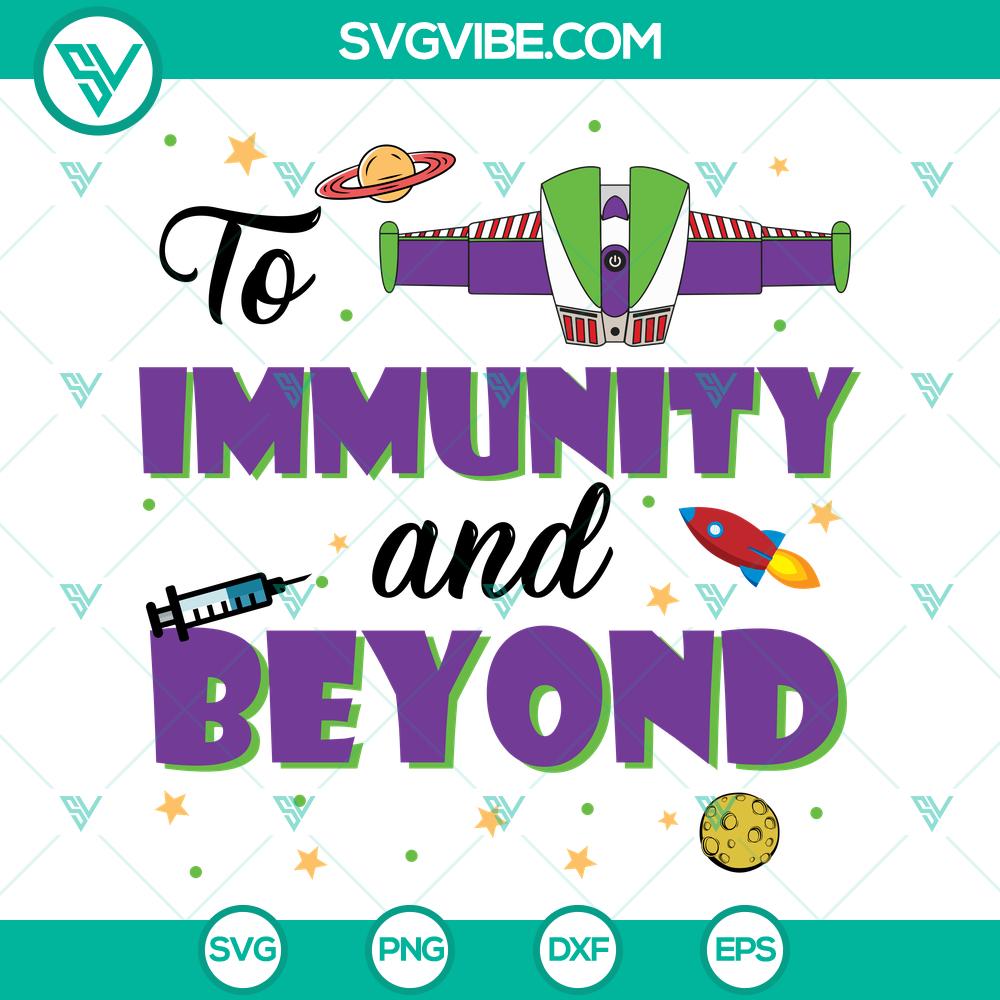 To Immunity and Beyond SVG | Funny Vaccine Quote Cut Files "To Immunity and Beyond SVG with funny vaccine quote cut files, ideal for crafting projects"