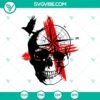 Trash Polka style Skull SVG with Eagle, Crow, and Skull design elements for digital use, unique and detailed tattoo-like artwork.