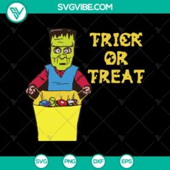 Frankenstein Halloween SVG design for Trick Or Treat featuring a spooky Frankenstein character perfect for Halloween crafts.