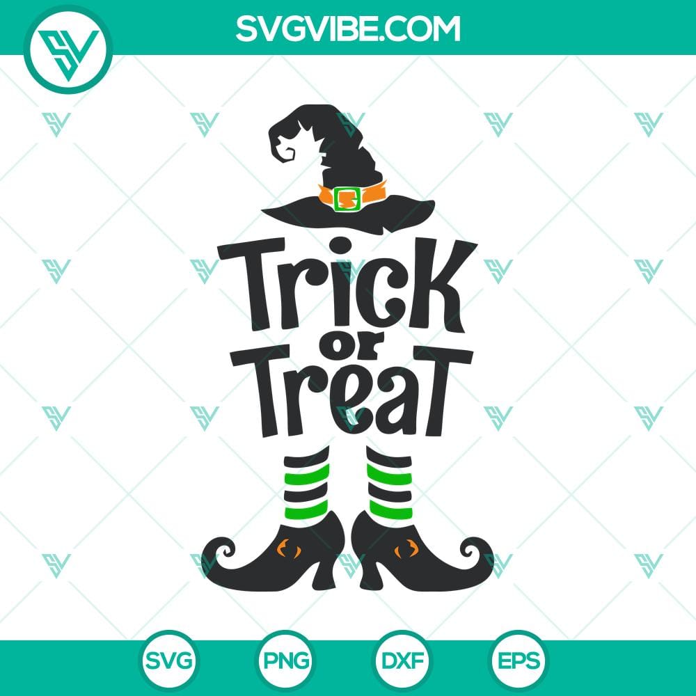 trick-or-treat-svg-witch-svg-halloween-witch-svg.jpg Witchy Halloween Trick Or Treat SVG design for digital crafting projects. Perfect for Halloween decorations and crafts.