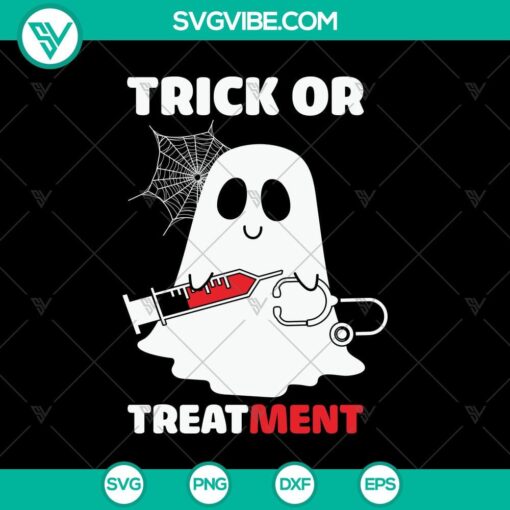 Trick or Treatment SVG with Halloween, Scary, and Oct 31 elements for spooky holiday decorations.