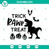 Trick Rawr Treat SVG with spooky Halloween decorations and "Oct 31" text, perfect for scary October 31st designs.