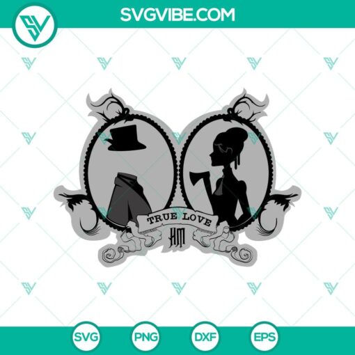 True Love In The Haunted Mansion SVG - Halloween-themed design featuring a couple in the haunted mansion. Ideal for Halloween crafting projects.