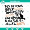 Halloween-themed SVG design for "Twist the Bones Back Trim Him", featuring a scary and spooky graphic. Perfect for craft projects.