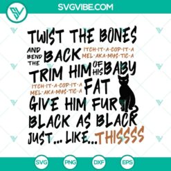 Halloween themed SVG design with a black cat and twisty bones, perfect for crafts and digital projects.
