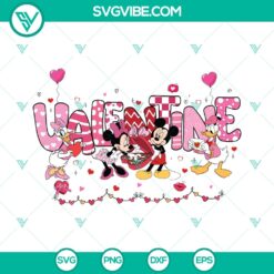 Valentine Disney Mouse and Friends SVG featuring love holiday cut files with Mickey and Minnie Mouse, Donald Duck, and Goofy, perfect for DIY projects.