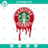 Vampire Diaries Starbucks SVG for Halloween theme, Starbucks logo Halloween SVG design.