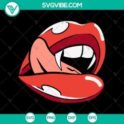 Vampire Lips Halloween SVG with Trick or Treat and Halloween Mom design, perfect for Halloween crafts and decor.