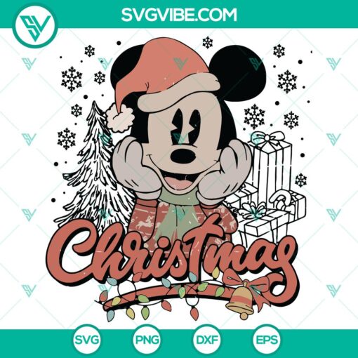 Vintage Disney Mickey Christmas themed SVG DXF EPS PNG files with classic festive designs for crafts and printing.