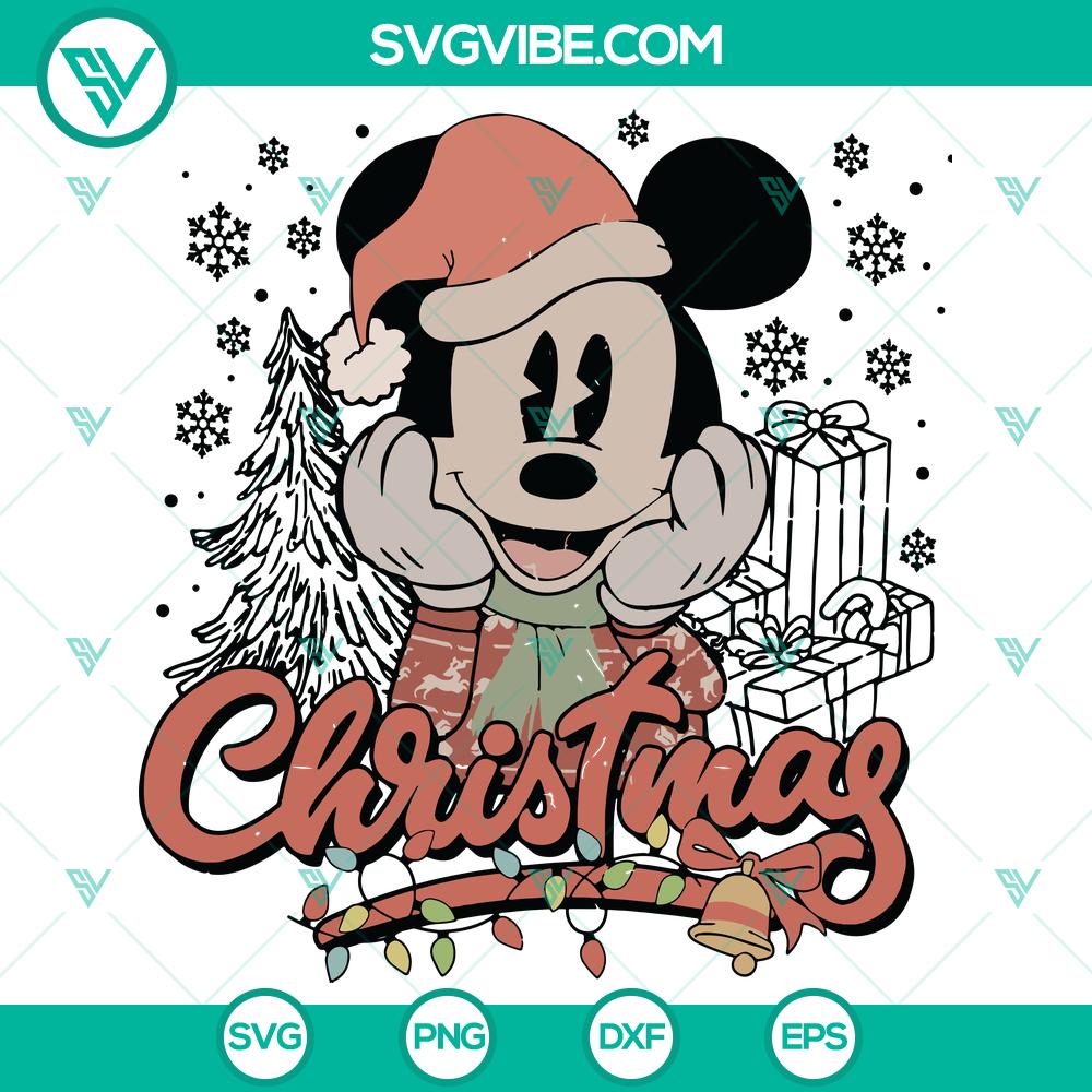 Vintage Disney Mickey Christmas SVG DXF EPS PNG Files Vintage Disney Mickey Christmas themed SVG DXF EPS PNG files with classic festive designs for crafts and printing.