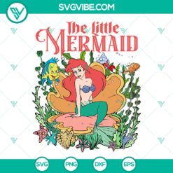 Vintage Ariel Disney Princess SVG cut file, perfect for Little Mermaid fans. High-quality design for crafting projects.
