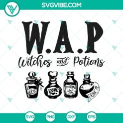 WAP Witched And Potions SVG design with witches, potions, and Halloween elements. Perfect for spooky crafts.