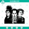 Wednesday Addams Lydia Deetz Nancy Downs SVG featuring three iconic Halloween characters from popular movies in a horror-themed design, perfect for crafts.